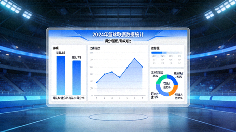 体育比赛数据以图表形式呈现在屏幕上的可视化画面